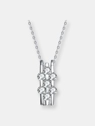 Sterling Silver White Cubic Zirconia ModernBand Pendant - Silver