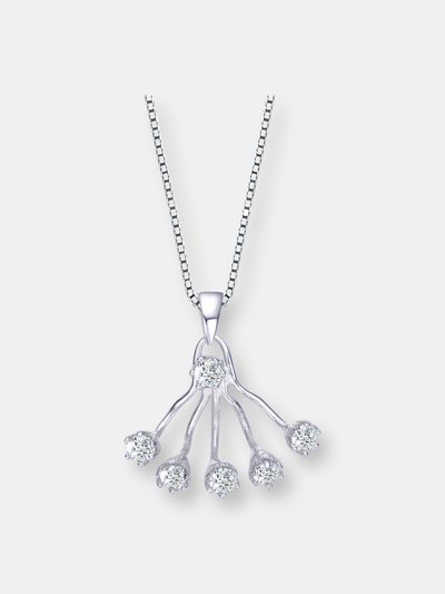 Genevive Sterling Silver White Cubic Zirconia Pendant product