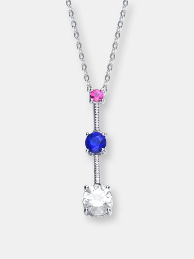 Genevive Sterling Silver White Cubic Zirconia Pink And Blue Cubic Zirconia Pendant product