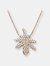 Sterling Silver White Cubic Zirconia Stones Rose Maple Leaf Pendant - Pink