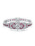 Sterling Silver White Gold Plated Clear Round And Colored Baguette Cubic Zirconia Link Bracelet - Ruby Red