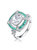Sterling Silver White Gold Plated With Baguette And Round Colored Cubic Zirconia Modern Ring - Emerald