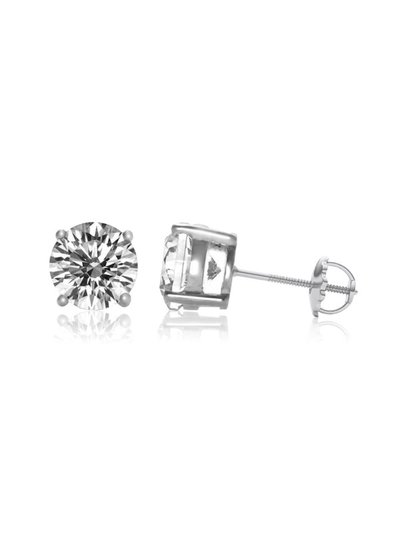 Genevive Sterling Silver White Gold Plated With Clear Cubic Zirconia Solitaire Screw Back Stud Earrings product