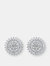Sterling Silver White Gold Plated with Clear Cubic Zirconia Wreath Stud Earrings - White