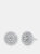 Sterling Silver White Gold Plated with Clear Cubic Zirconia Wreath Stud Earrings