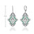 Sterling Silver White Gold Plated With Colored Cubic Zirconia Art Deco Lever Back Earrings