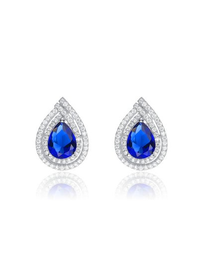 Genevive Sterling Silver White Gold Plated With Colored Cubic Zirconia Pear Shape Earrings product