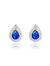 Sterling Silver White Gold Plated With Colored Cubic Zirconia Pear Shape Earrings - Sapphire