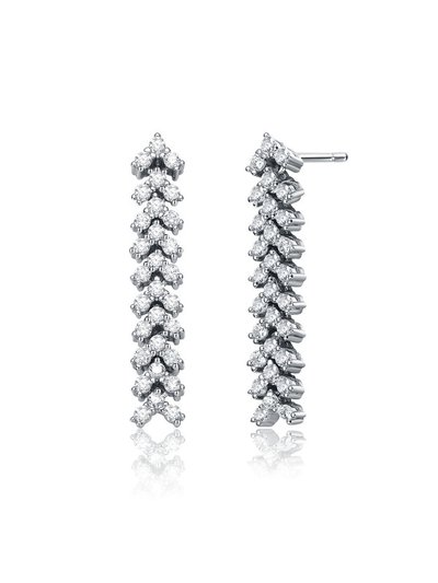 Genevive Sterling Silver White Gold Plated With Triangle Shaped Cubic Zirconia Linear Drop Earrings product