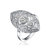 Sterling Silver White Gold Plating with Clear Round Cubic Zirconia Filigree Ring - White