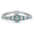 Sterling Silver White Gold Plating With Colored Baguette Cubic Zirconia Link Bracelet - Emerald