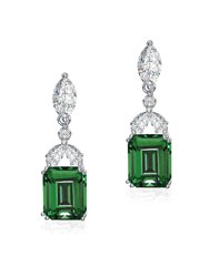 Sterling Silver White Gold Plating With Colored Cubic Zirconia Drop Earrings