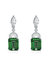 Sterling Silver White Gold Plating With Colored Cubic Zirconia Drop Earrings - Emerald