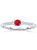 Sterling Silver White Gold Plating With Colored Cubic Zirconia Ring - Ruby