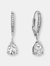 Sterling Silver White Gold Plating with Colored Cubic Zirconia Teardrop Earrings - Silver
