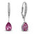 Sterling Silver White Gold Plating with Colored Cubic Zirconia Teardrop Earrings - Pink