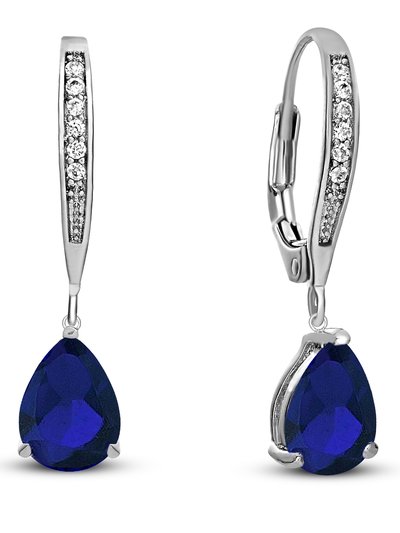 Genevive Sterling Silver White Gold Plating with Colored Cubic Zirconia Teardrop Earrings product