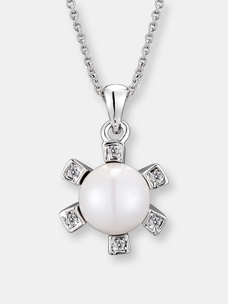 Sterling Silver White Stone And Cubic Zirconia Accent Necklace - White