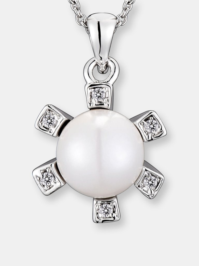 Sterling Silver White Stone And Cubic Zirconia Accent Necklace