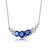 Sterling Silver With Blue Sapphire & Diamond Cubic Zirconia Chevron Pendant Necklace