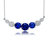 Sterling Silver With Blue Sapphire & Diamond Cubic Zirconia Chevron Pendant Necklace - Sliver/Blue