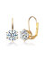 Sterling Silver With Clear Cubic Zirconia Classic Leverback Earrings - Gold
