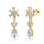 Sterling Silver with Clear Cubic Zirconia Cluster Snowflake Formal Dangle Earrings - Gold