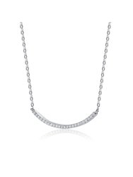 Sterling Silver With Clear Cubic Zirconia Curved Necklace