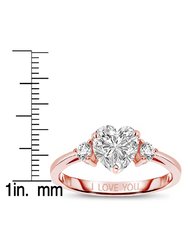 Sterling Silver With Clear Cubic Zirconia Heart 'I Love You' Promise Ring