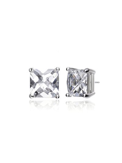 Genevive Sterling Silver with Clear Cubic Zirconia Square Stud Earrings product