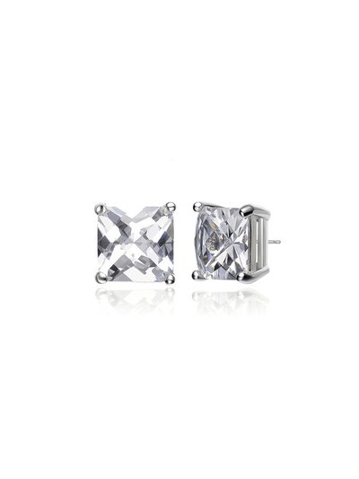 Genevive Sterling Silver With Clear Cubic Zirconia Square Stud Earrings product