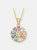 Sterling Silver With Colored Baguette Cubic Zirconia Wreath Pendant Necklace - Green