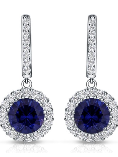 Genevive Sterling Silver With Colored Cubic Zirconia Halo Dangle Earrings product