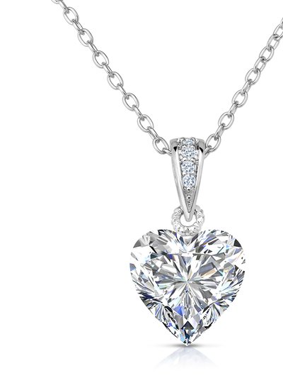 Genevive Sterling Silver With Colored Cubic Zirconia Heart-Shape Necklace product