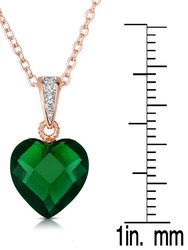 Sterling Silver With Colored Cubic Zirconia Heart-Shape Necklace