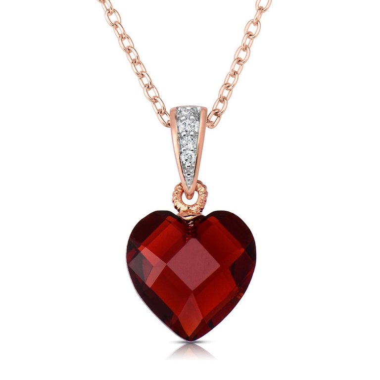 Sterling Silver With Colored Cubic Zirconia Heart-Shape Necklace - Ruby