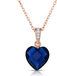 Sterling Silver With Colored Cubic Zirconia Heart-Shape Necklace - Sapphire