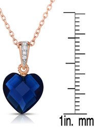 Sterling Silver With Colored Cubic Zirconia Heart-Shape Necklace
