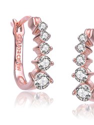 Sterling Silver with Colored Cubic Zirconia Hoop Earrings