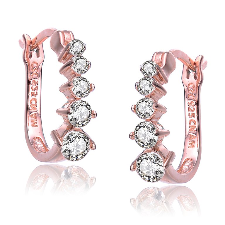 Sterling Silver with Colored Cubic Zirconia Hoop Earrings