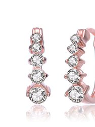 Sterling Silver with Colored Cubic Zirconia Hoop Earrings - Rose