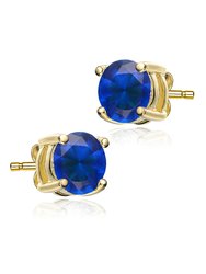 Sterling Silver With Colored Cubic Zirconia Solitaire Stud Earrings