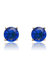 Sterling Silver With Colored Cubic Zirconia Solitaire Stud Earrings - Sapphire