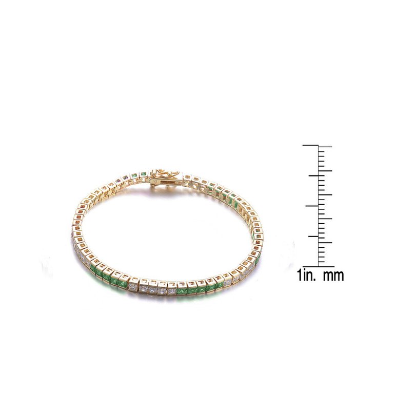 Sterling Silver With Colored Cubic Zirconia Tennis Bracelet