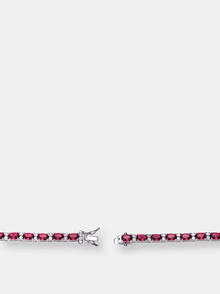 Sterling Silver with Colored Cubic Zirconia Tennis Bracelet.