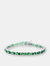 Sterling Silver with Colored Cubic Zirconia Tennis Bracelet. - Emerald