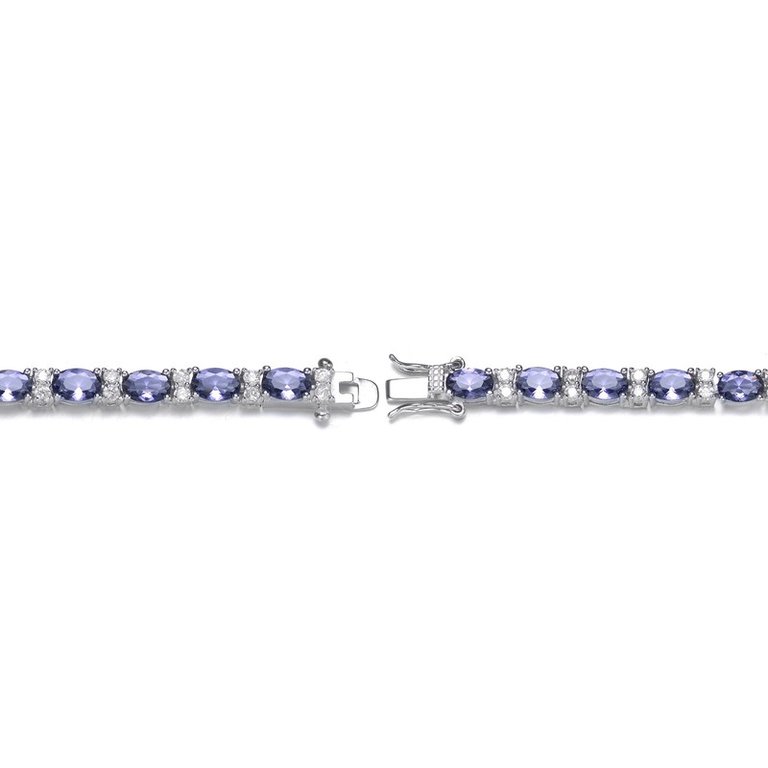 Sterling Silver with Colored Cubic Zirconia Tennis Bracelet.