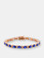 Sterling Silver with Colored Cubic Zirconia Tennis Bracelet. - Gold/Blue
