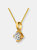 Sterling Silver With Gold Plated Clear Round Cubic Zirconia Solitaire Necklace