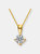 Sterling Silver With Gold Plated Clear Round Cubic Zirconia Solitaire Necklace - Gold Plated